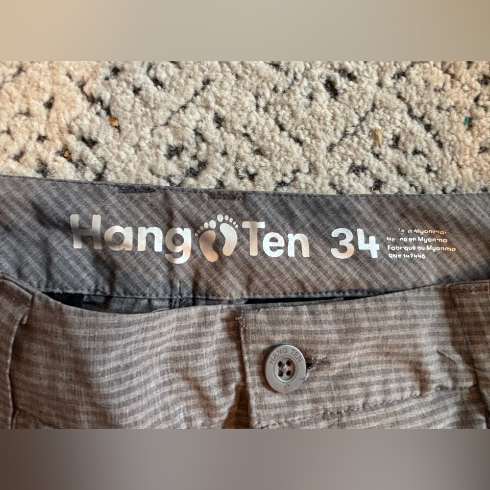 Hang Ten Men’s Hybrid Walk Shorts - Grey Heather Stripe - Size 34 - Picture 3 of 6